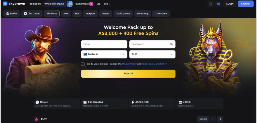 Skycrown Casino home page